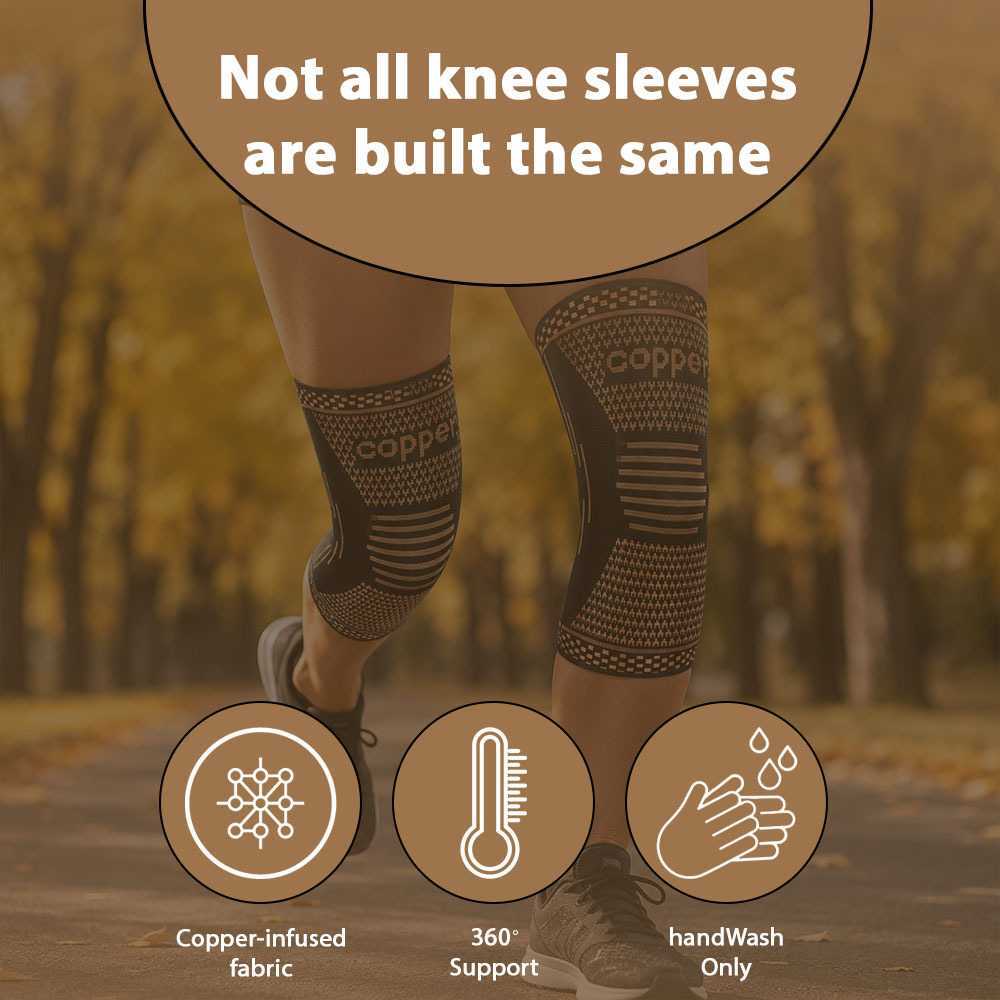 Copper Knee Support Sleeve | Compression Brace for Men & Women | S-2XL