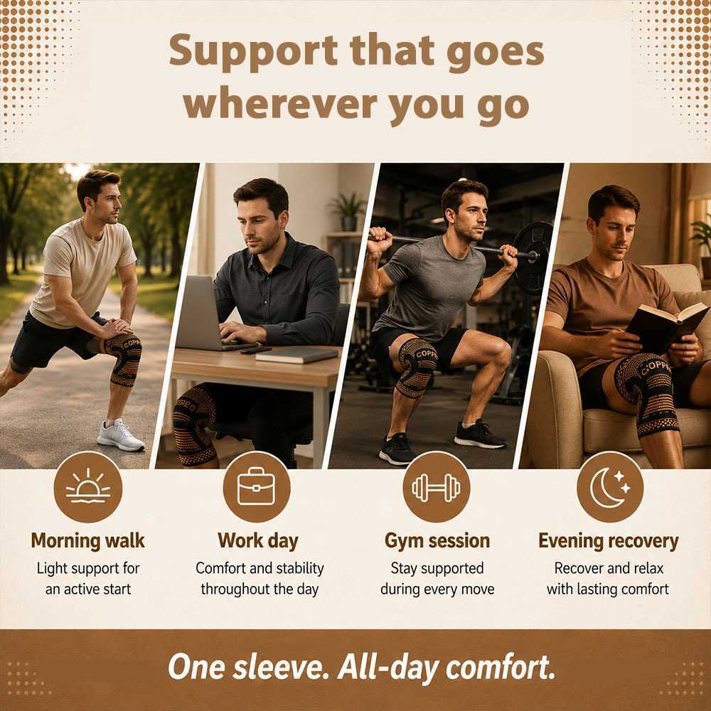 Copper Knee Support Sleeve | Compression Brace for Men & Women | S-2XL