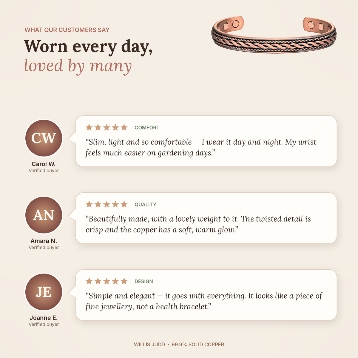 Ladies Pure Copper Magnetic Bracelet