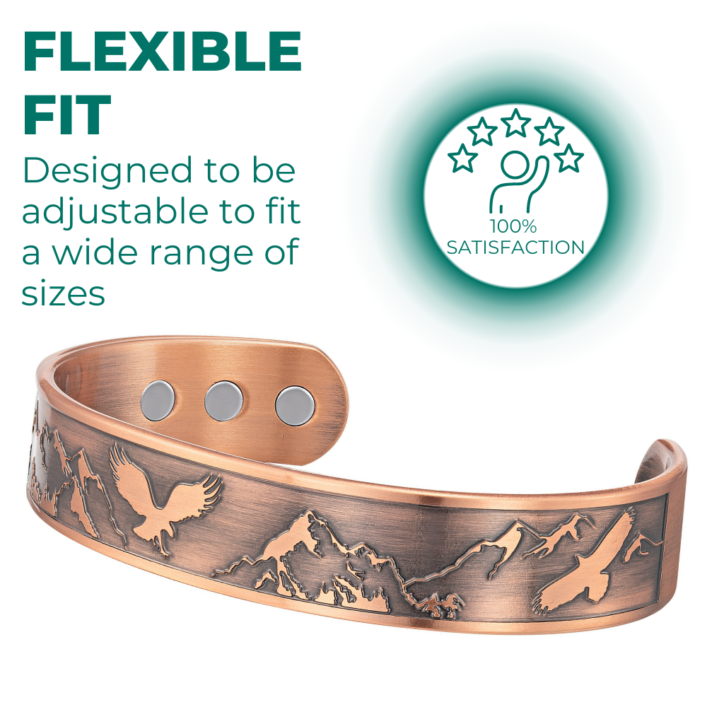 Mens Copper Magnetic Bangle Bracelet Eagle - New Design