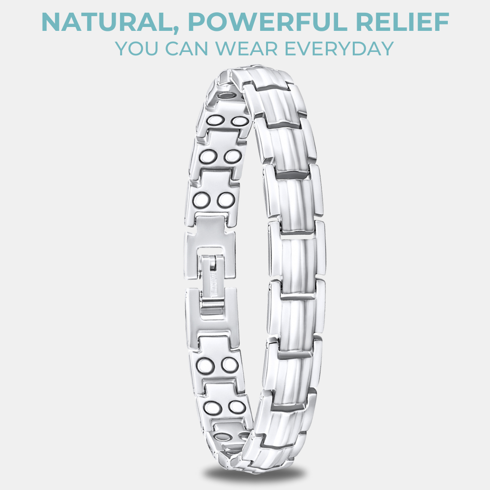 Ladies Magnetic Therapy Bracelet Double Row Magnets - Titanium