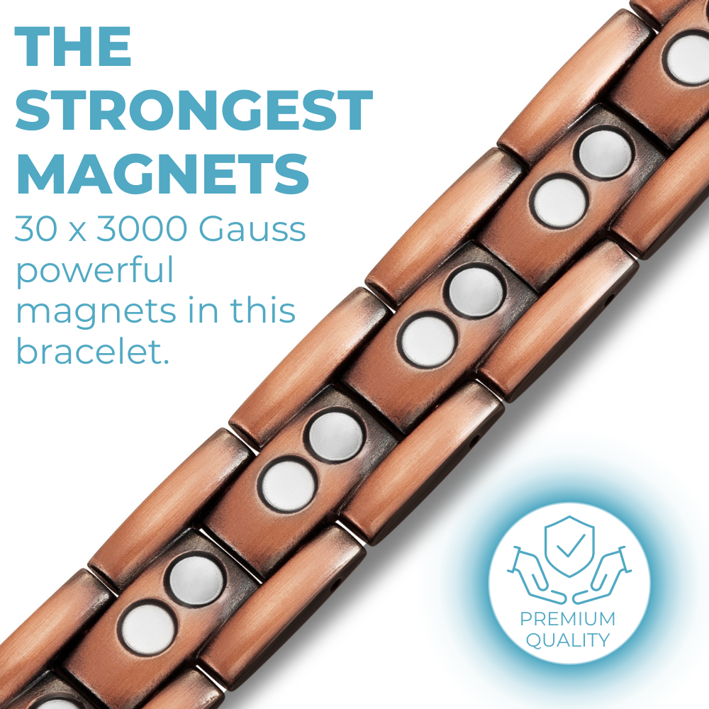 Mens Double Strength Copper Magnetic Therapy Bracelet