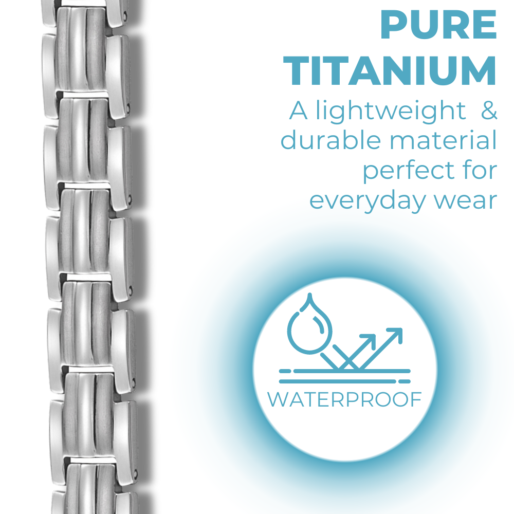 Ladies Magnetic Therapy Bracelet Double Row Magnets - Titanium