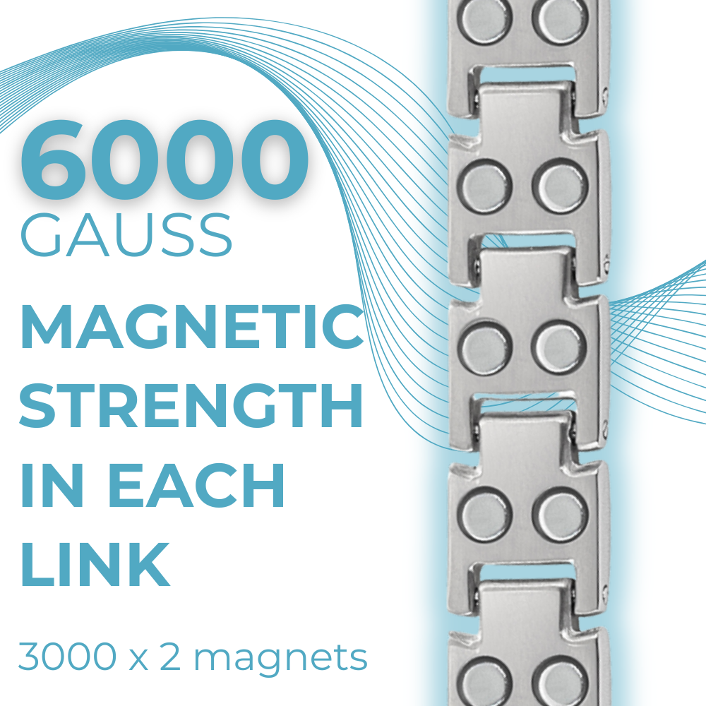 Ladies Magnetic Therapy Bracelet Double Row Magnets - Titanium