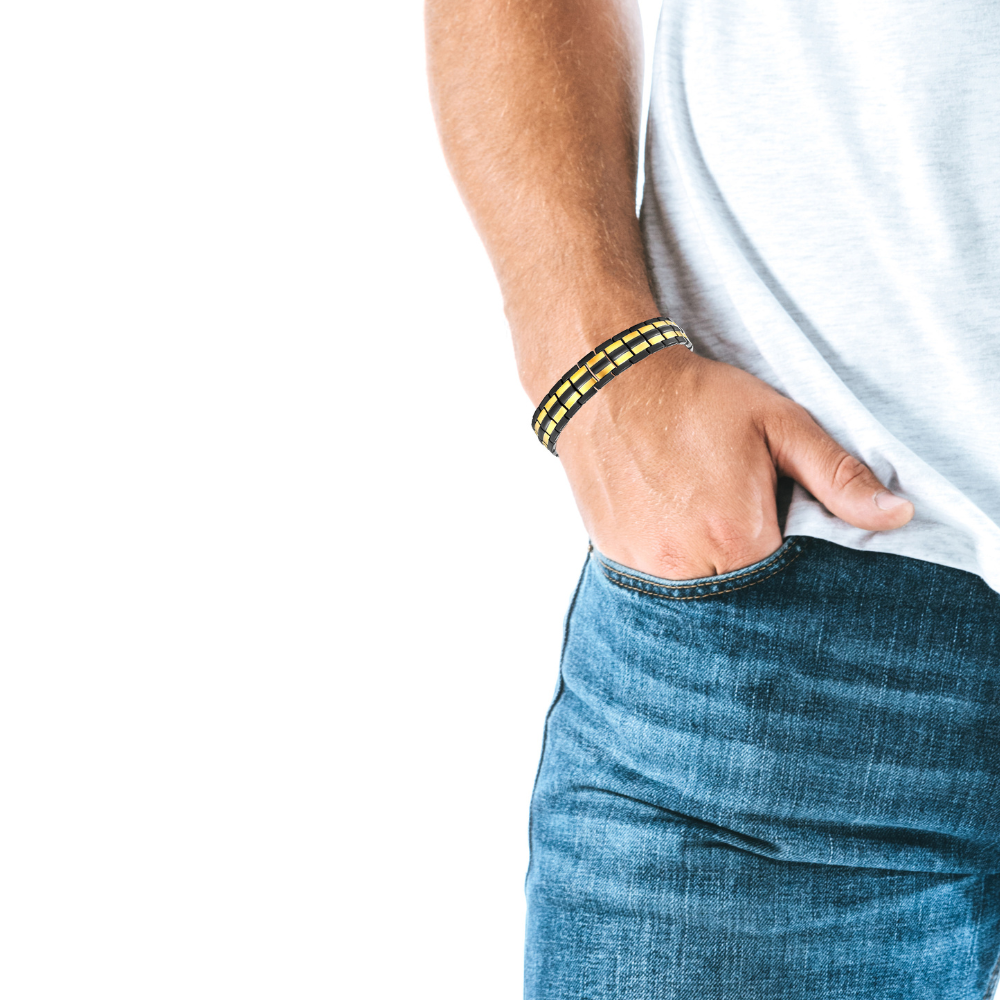 Men's Titanium Double Row Magnetic Therapy Bracelet