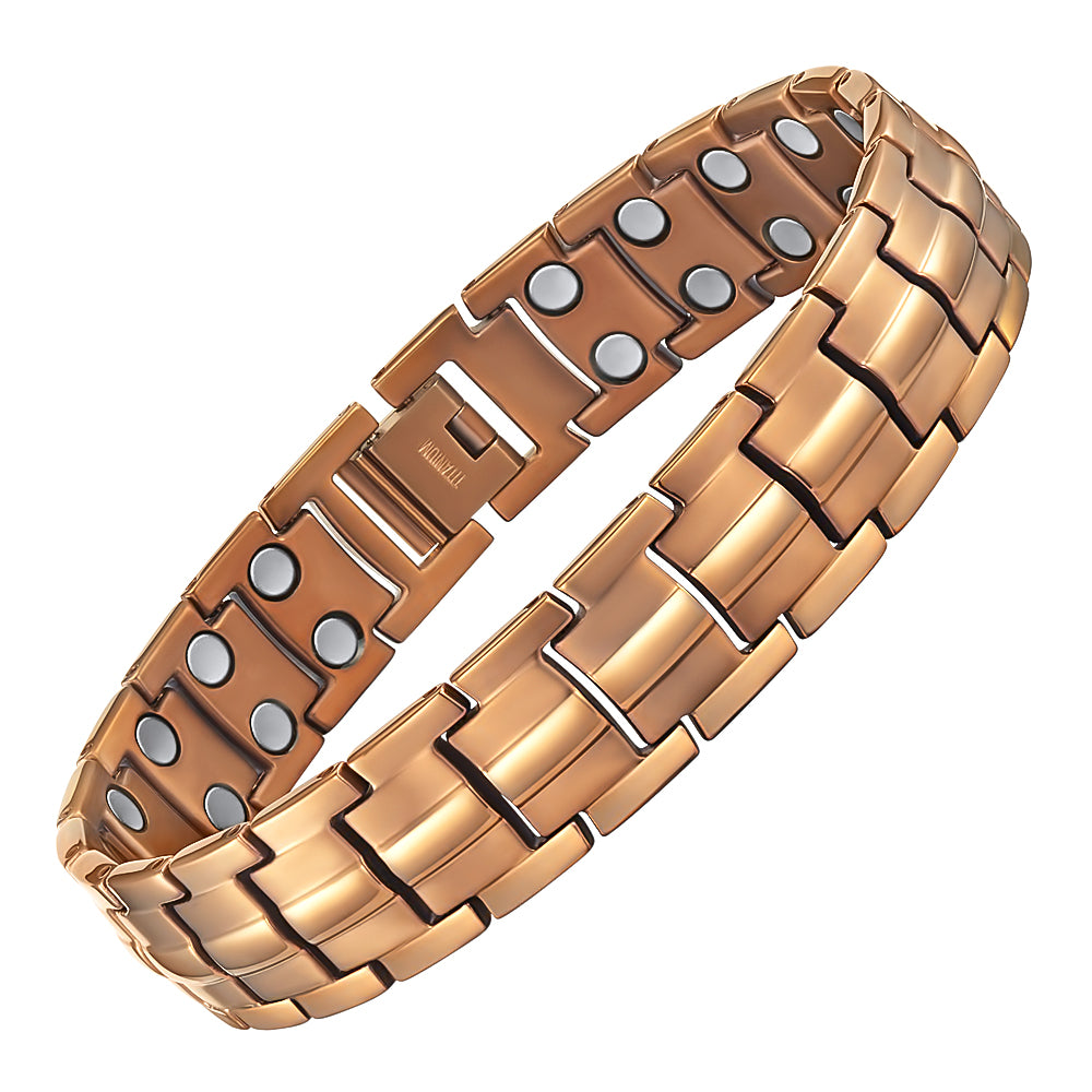 Men's Titanium Double Row Magnetic Therapy Bracelet-bronze tone