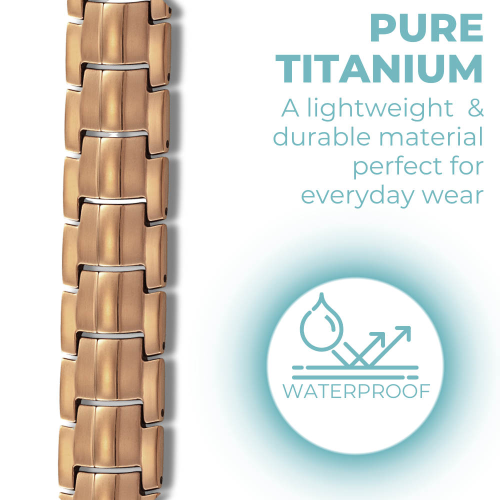 Men's Titanium Double Row Magnetic Therapy Bracelet-bronze tone