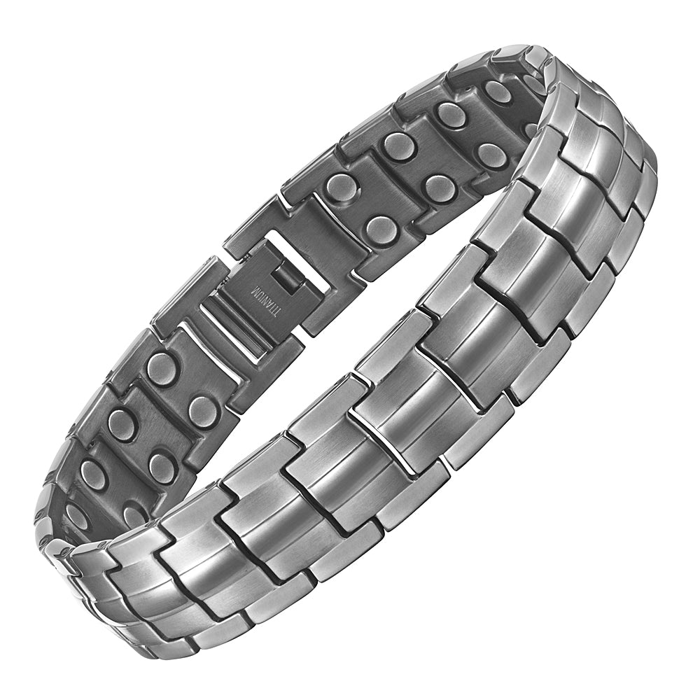 Mens Magnetic Bracelet Hi Power Double Magnets On Each Link Dark Grey