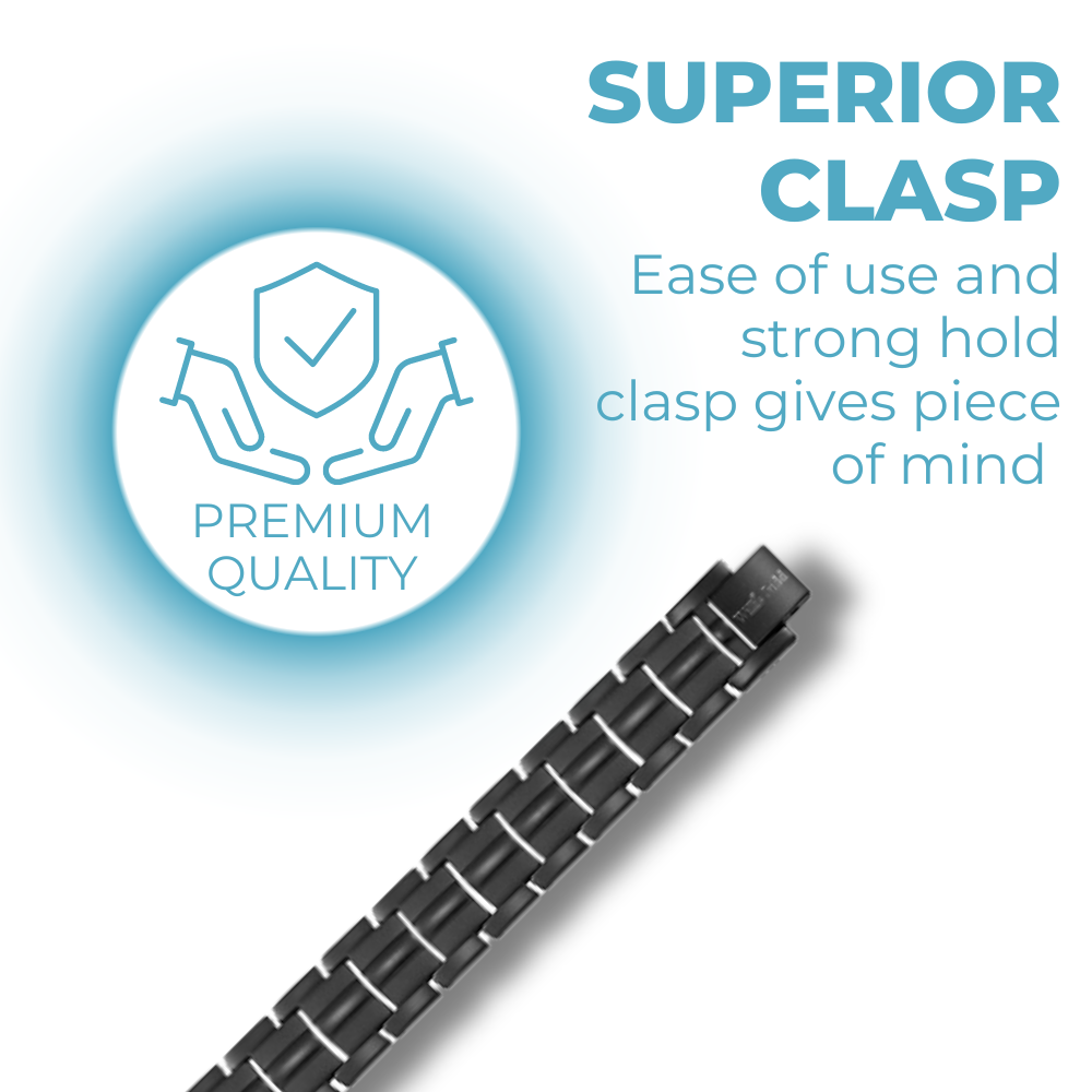 Mens Magnetic Bracelet Hi Power Double Magnets On Each Link Black