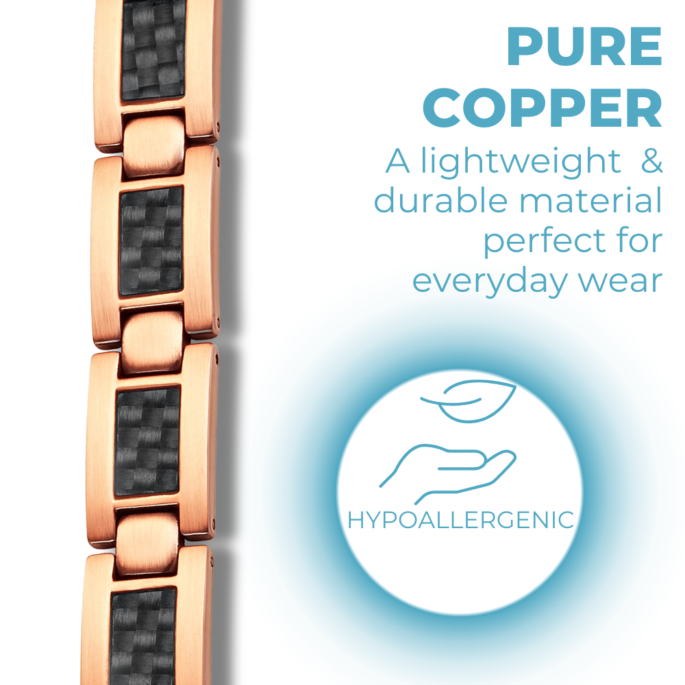 Men’s Copper Magnetic Bracelet with Black Carbon Fibre – Stylish Gift for Pain Relief