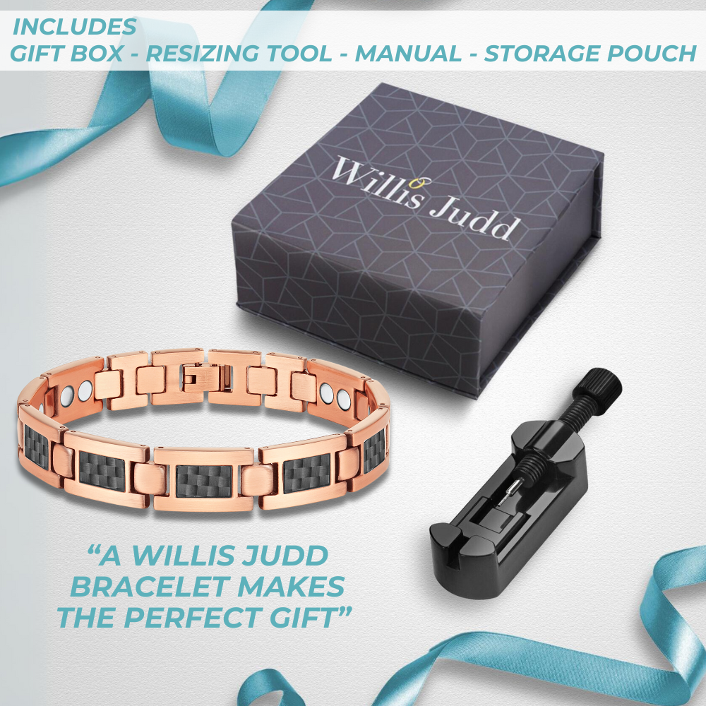 Gift box packaging for copper magnetic therapy bracelet – stylish men’s gift