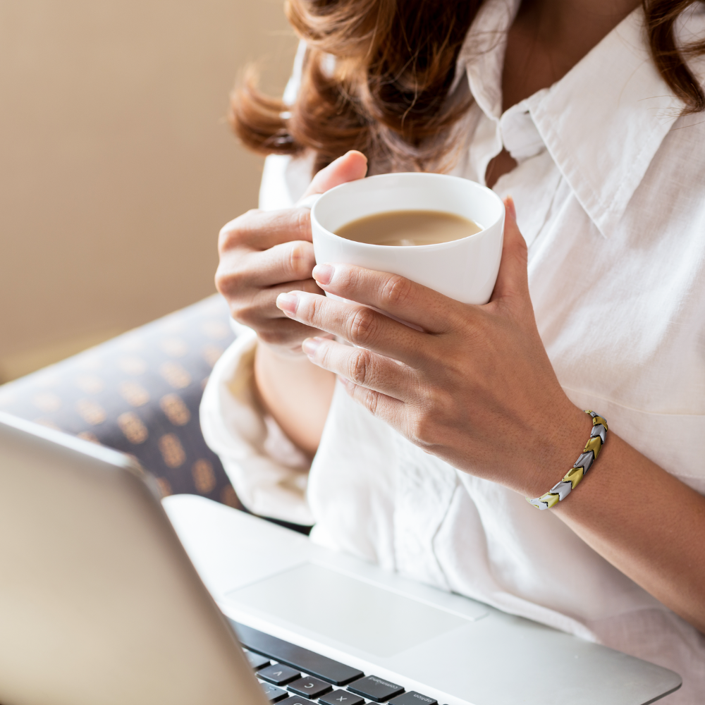 Ladies Magnetic Therapy Bracelet- two tone Titanium