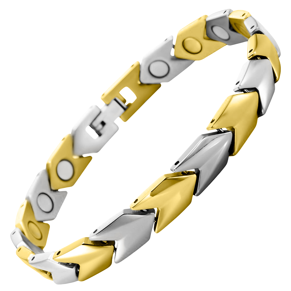 Ladies Magnetic Therapy Bracelet- two tone Titanium