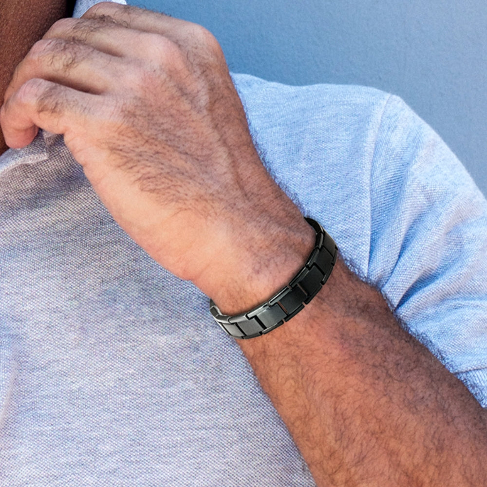 Men's Black Double Strength Titanium Magnetic Therapy Bracelet