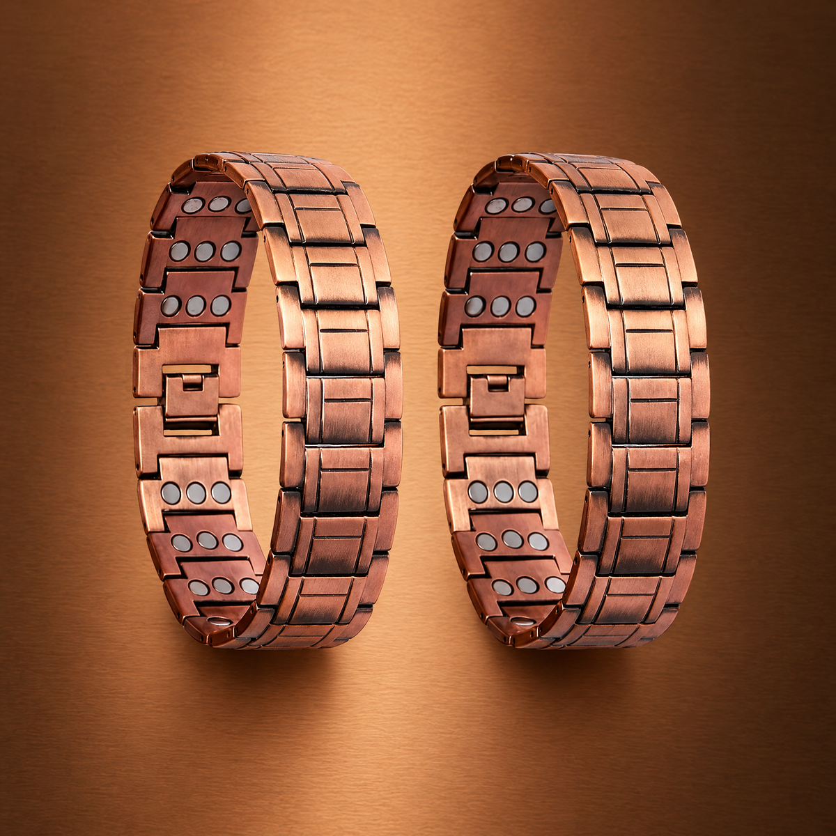 Men's 21mm TRIPLE Power Copper Bracelet Twin Pack