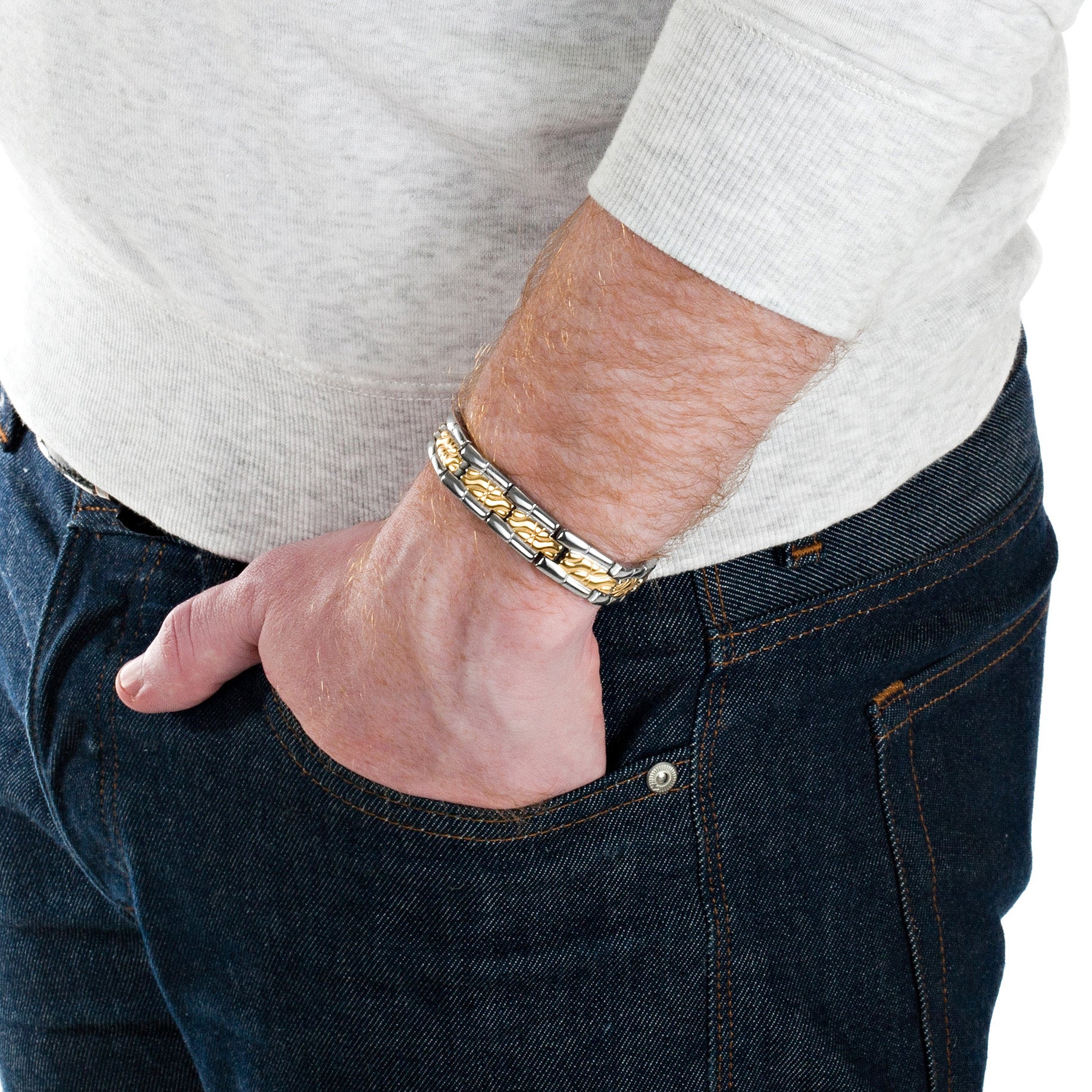 Men's Two Tone Titanium Magnetic Bracelet
