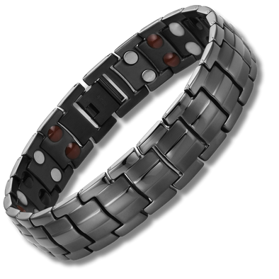 Men's Grey Titanium Four Element Magnetic Therapy Bracelet