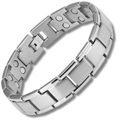 Mens Magnetic Bracelet Silver Double Row Magnets