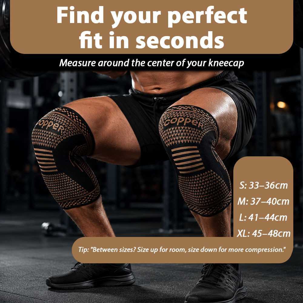 Copper Knee Support Sleeve | Compression Brace for Men & Women | S-2XL