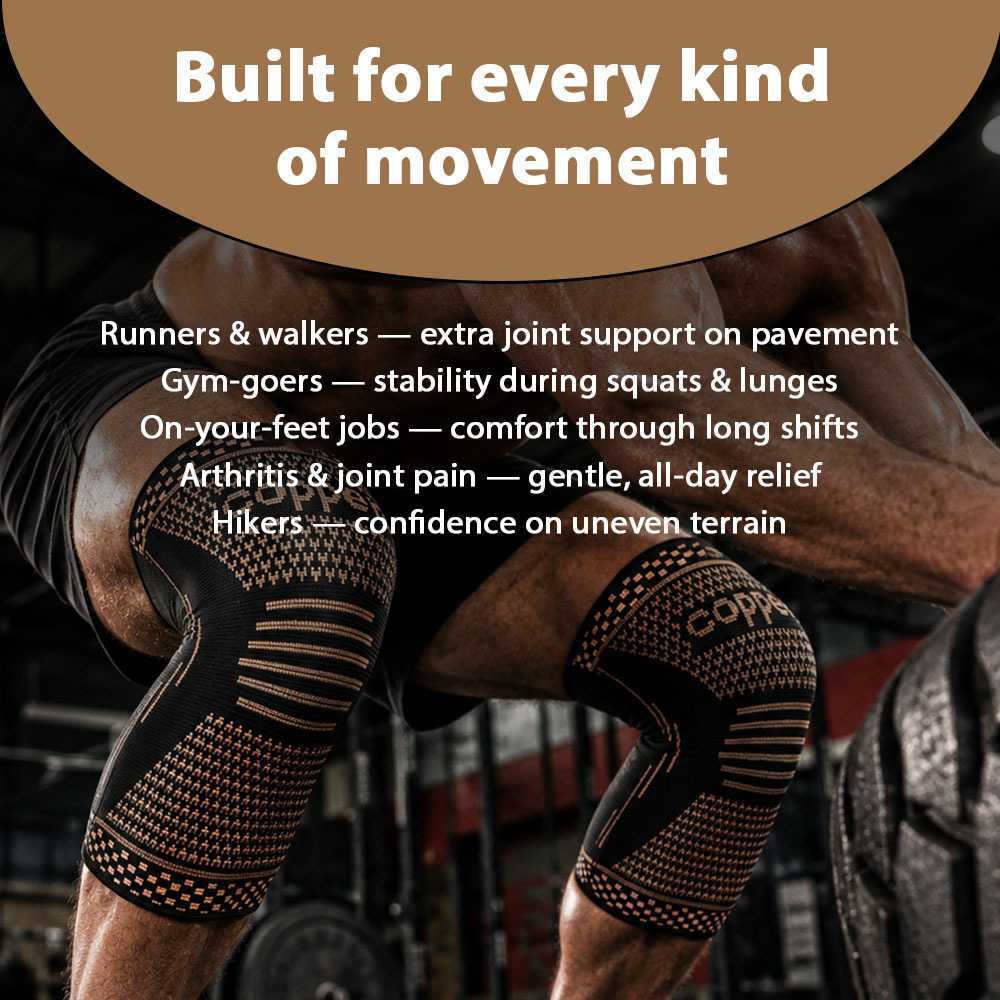 Copper Knee Support Sleeve | Compression Brace for Men & Women | S-2XL