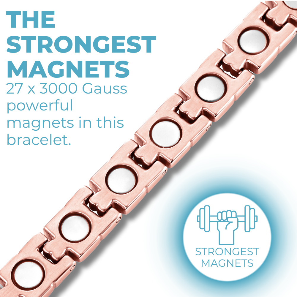 Ladies Magnetic Therapy Anklet- Titanium Rose Gold