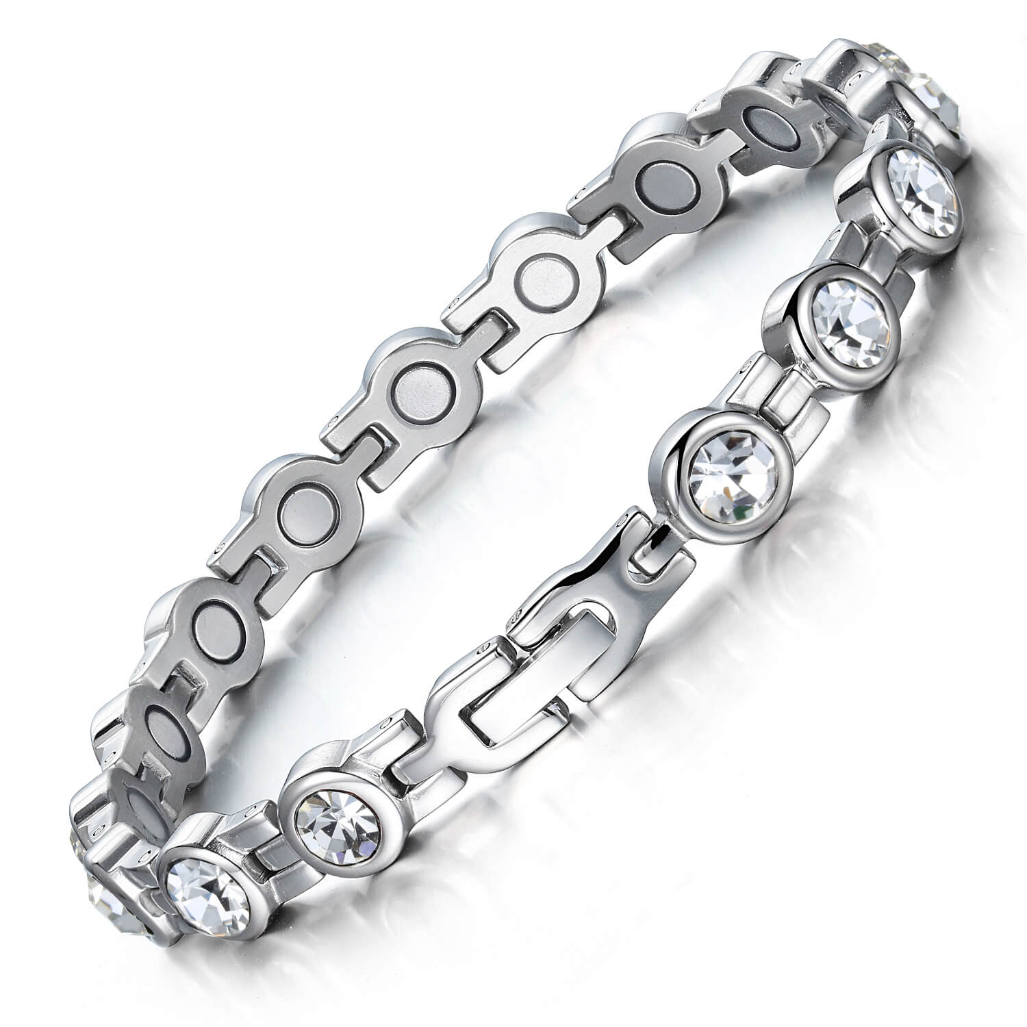 Ladies Magnetic Therapy Tennis Bracelet - CZ Stone