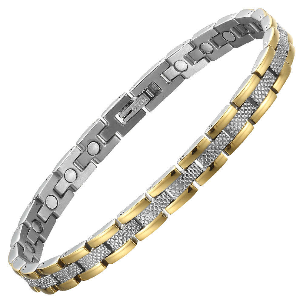 Ladies Magnetic Therapy Bracelet -Two Tone Gold