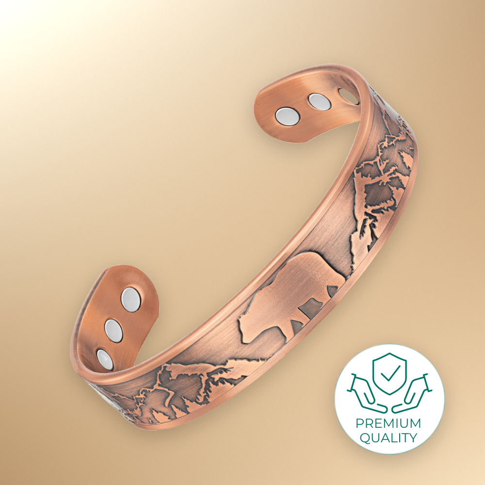 Mens Copper Magnetic Bangle Bracelet Bear New Design