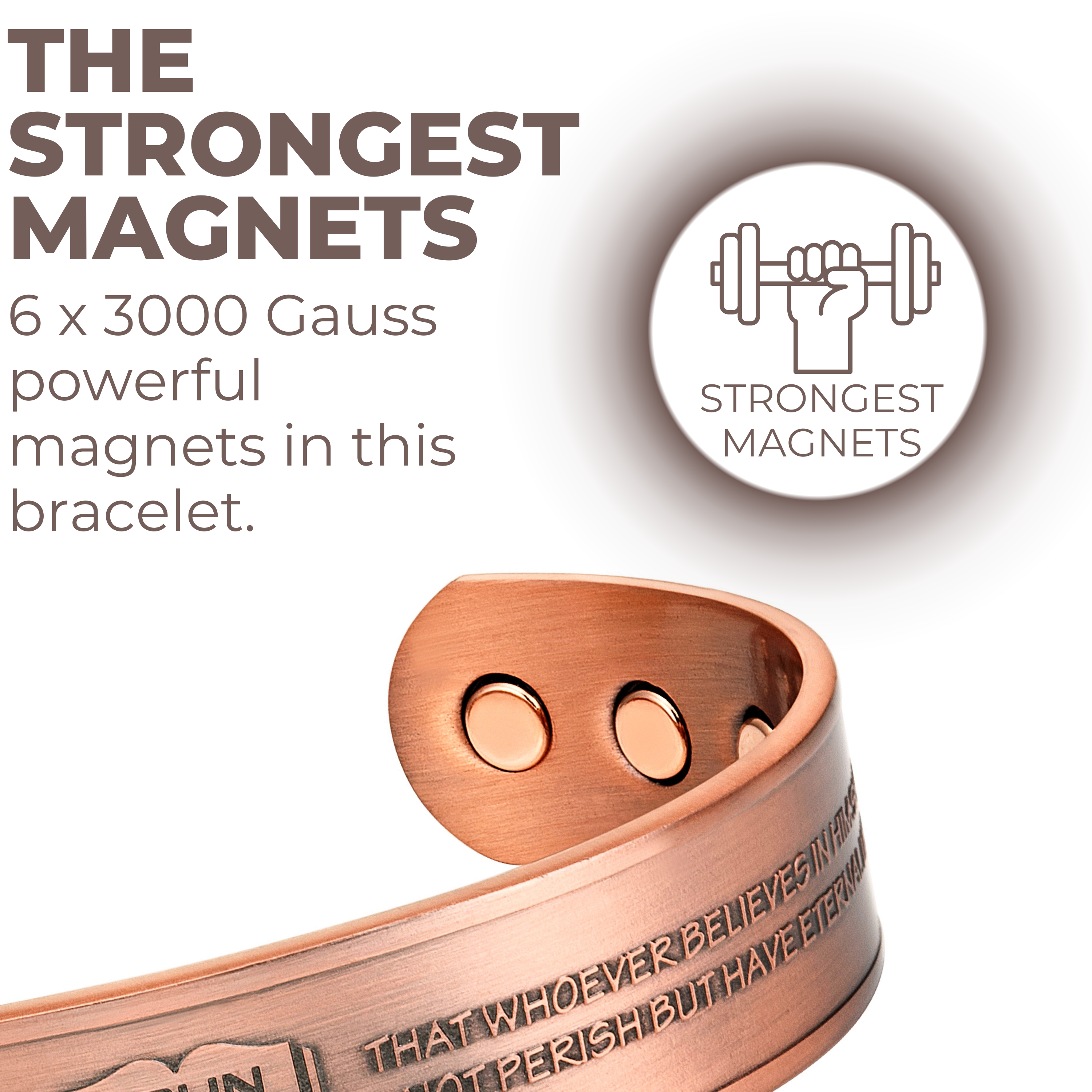 Willis Judd Mens Copper Bangle John 3:16 verse