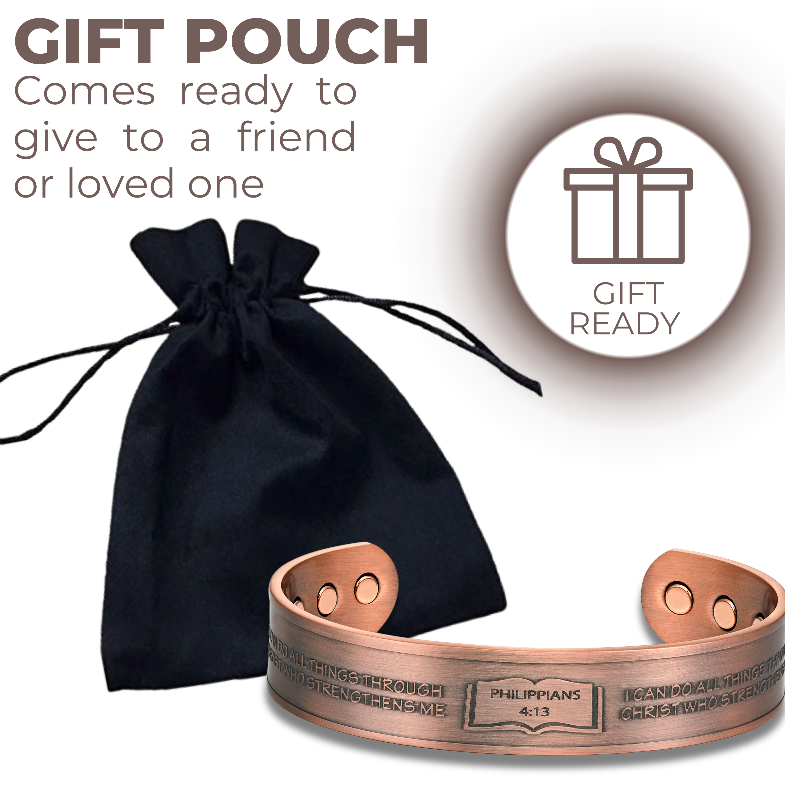 Willis Judd Mens Copper Bangle Philippians 4:13 verse