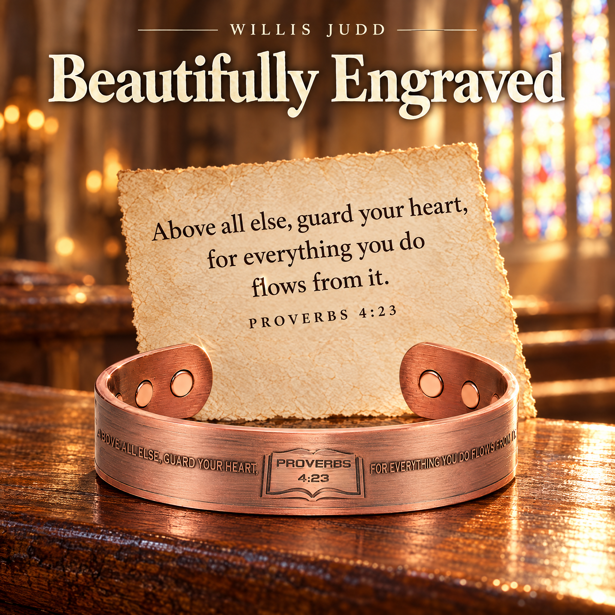 Willis Judd Mens Copper Bangle Proverbs 4:23