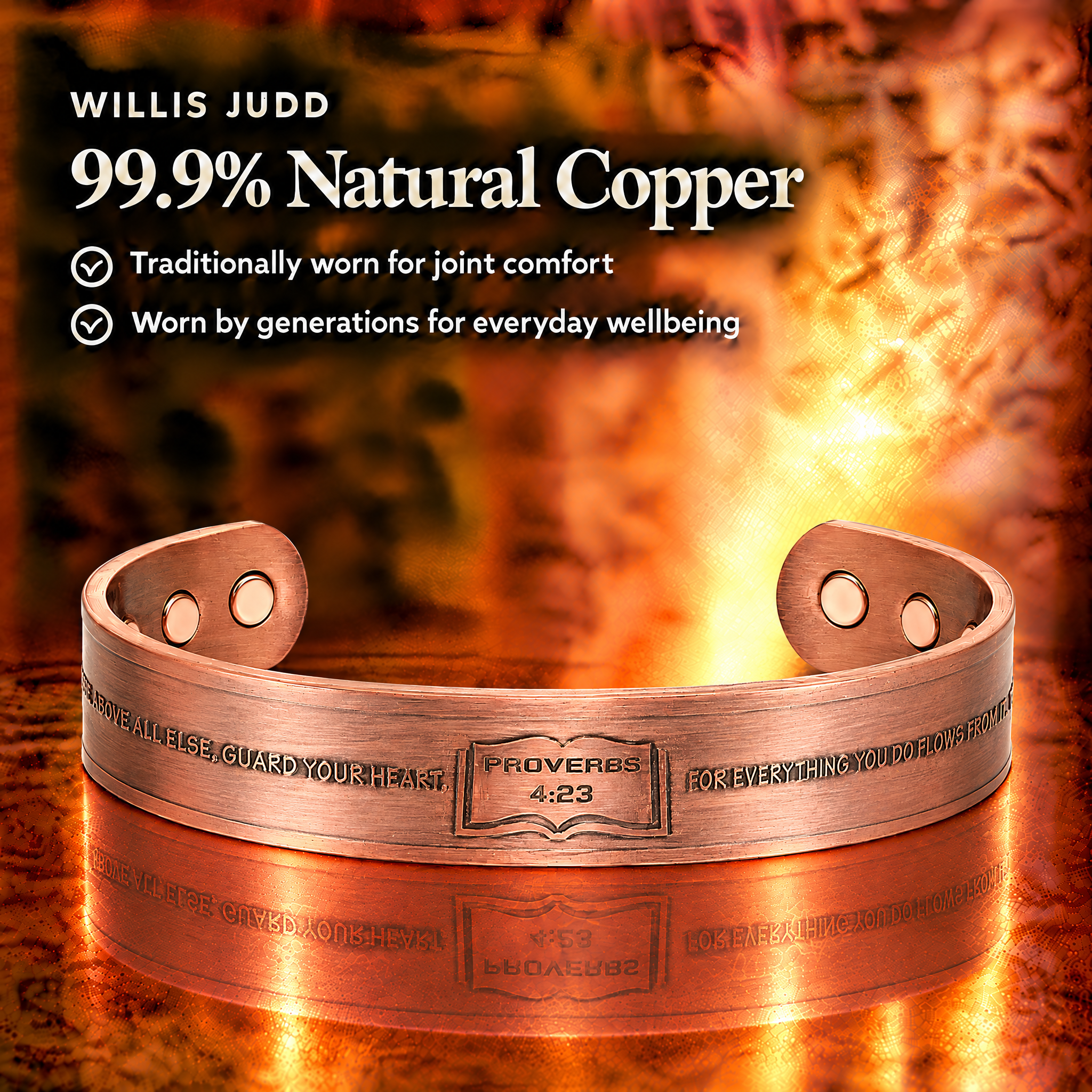 Willis Judd Mens Copper Bangle Proverbs 4:23