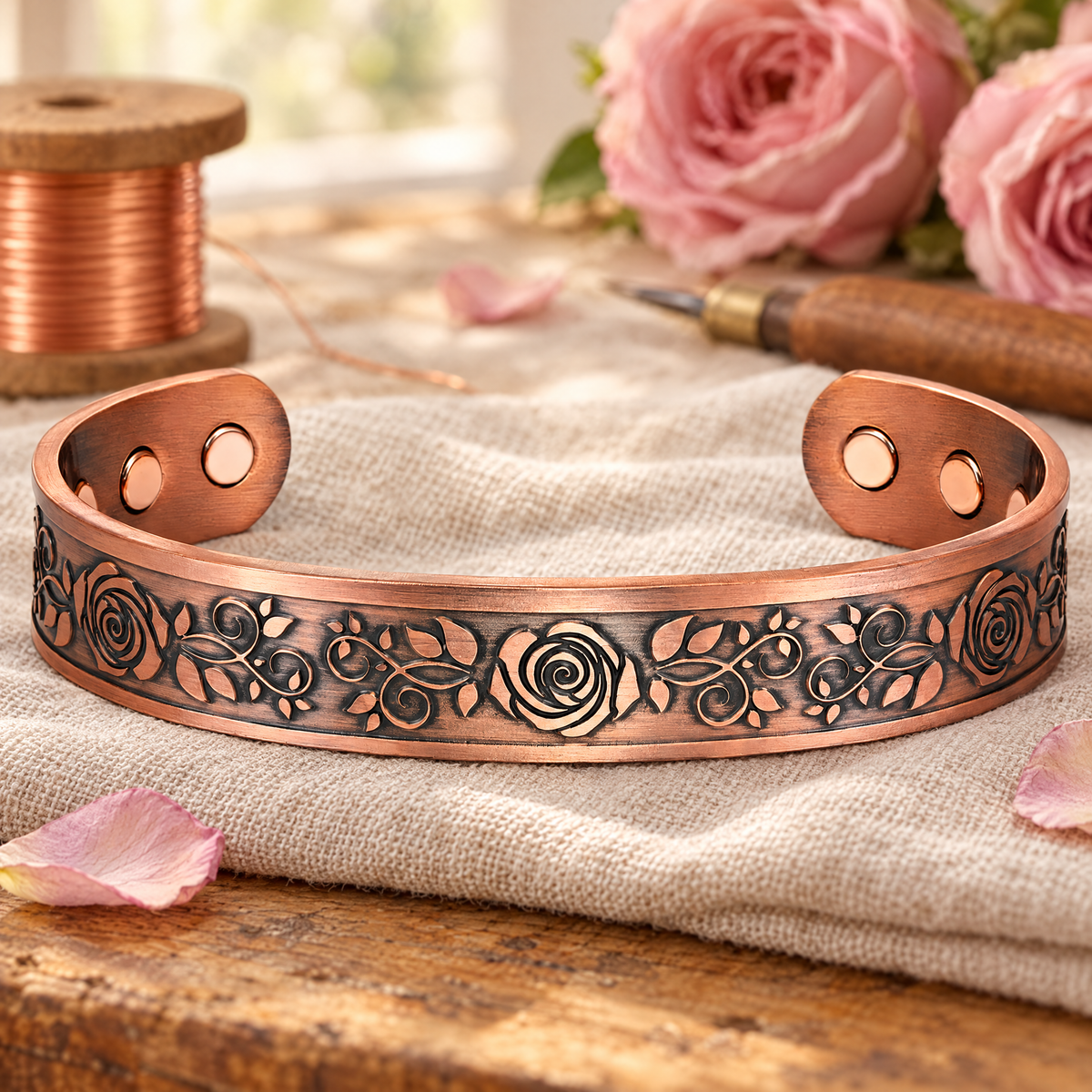 Willis Judd Ladies Copper Wild Rose Bangle