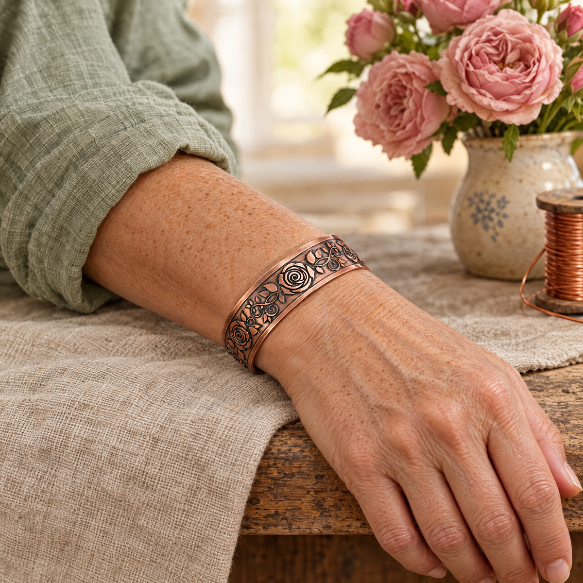 Willis Judd Ladies Copper Wild Rose Bangle