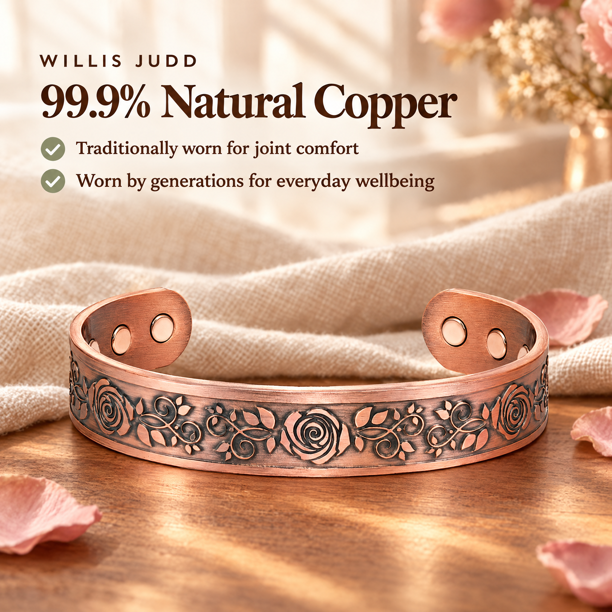 Willis Judd Ladies Copper Wild Rose Bangle