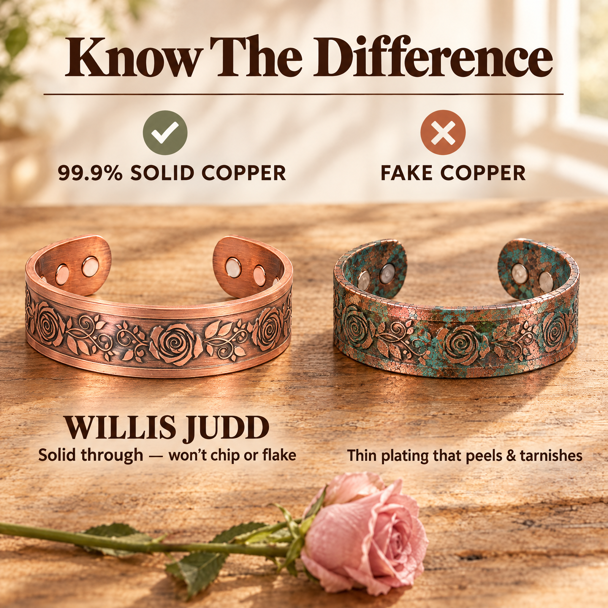Willis Judd Ladies Copper Wild Rose Bangle