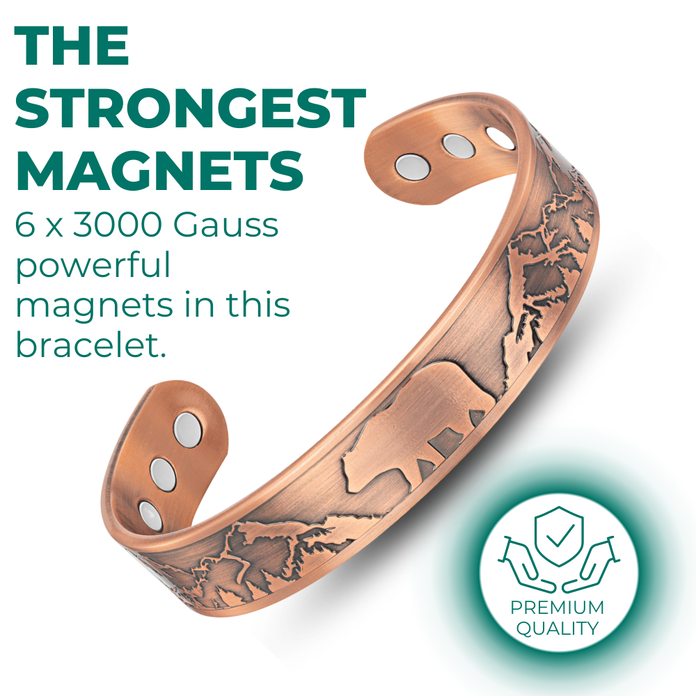 Mens Copper Magnetic Bangle Bracelet Bear New Design