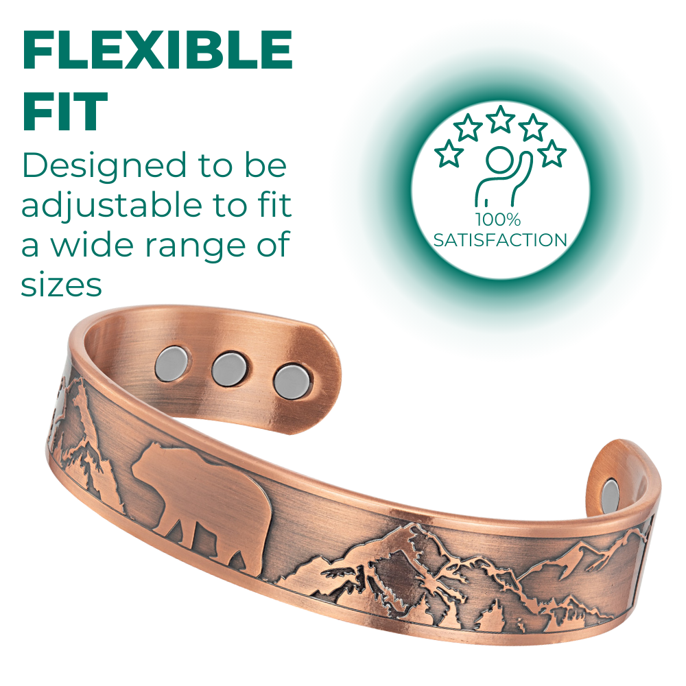 Mens Copper Magnetic Bangle Bracelet Bear New Design