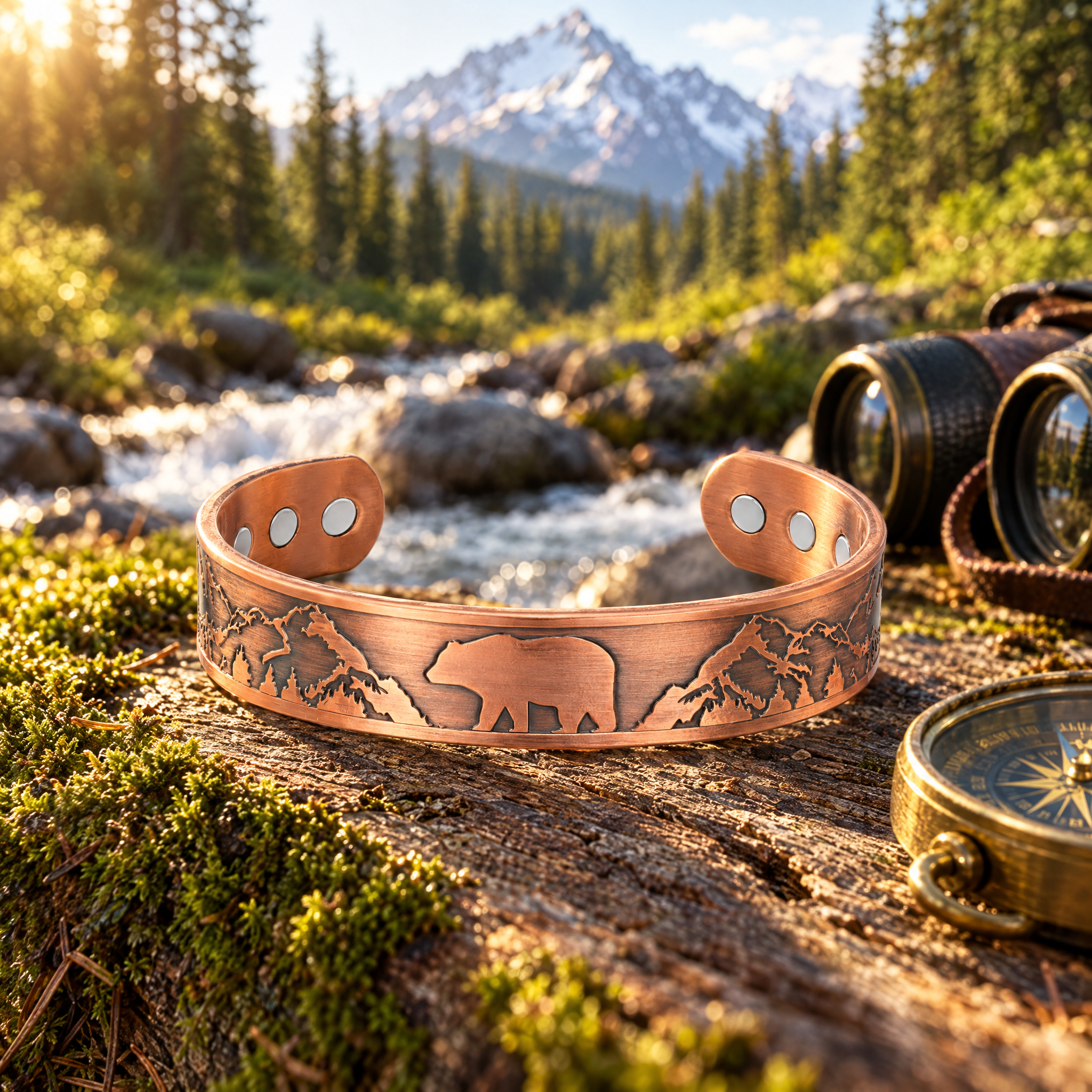 Mens Copper Magnetic Bangle Bracelet Bear New Design