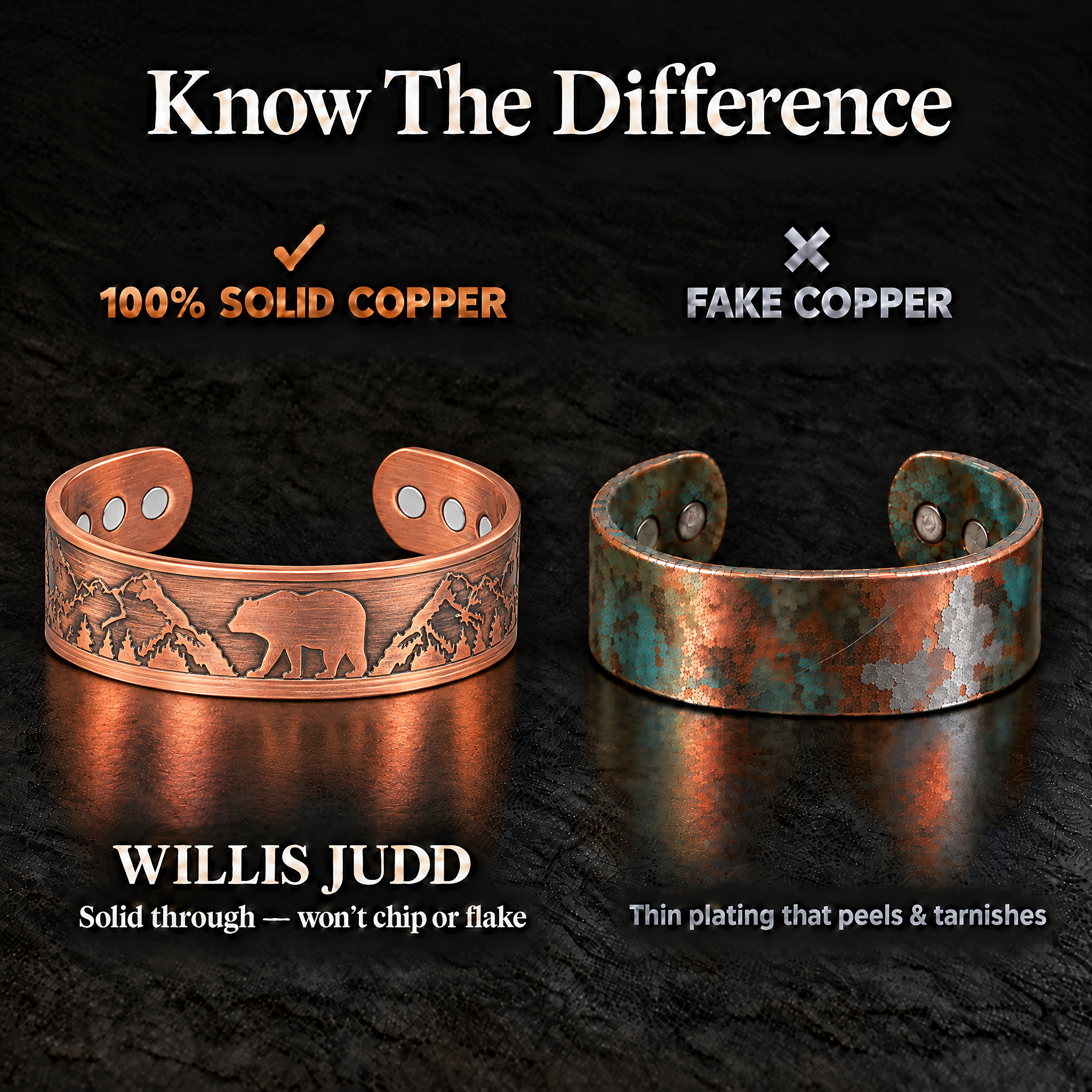 Mens Copper Magnetic Bangle Bracelet Bear New Design