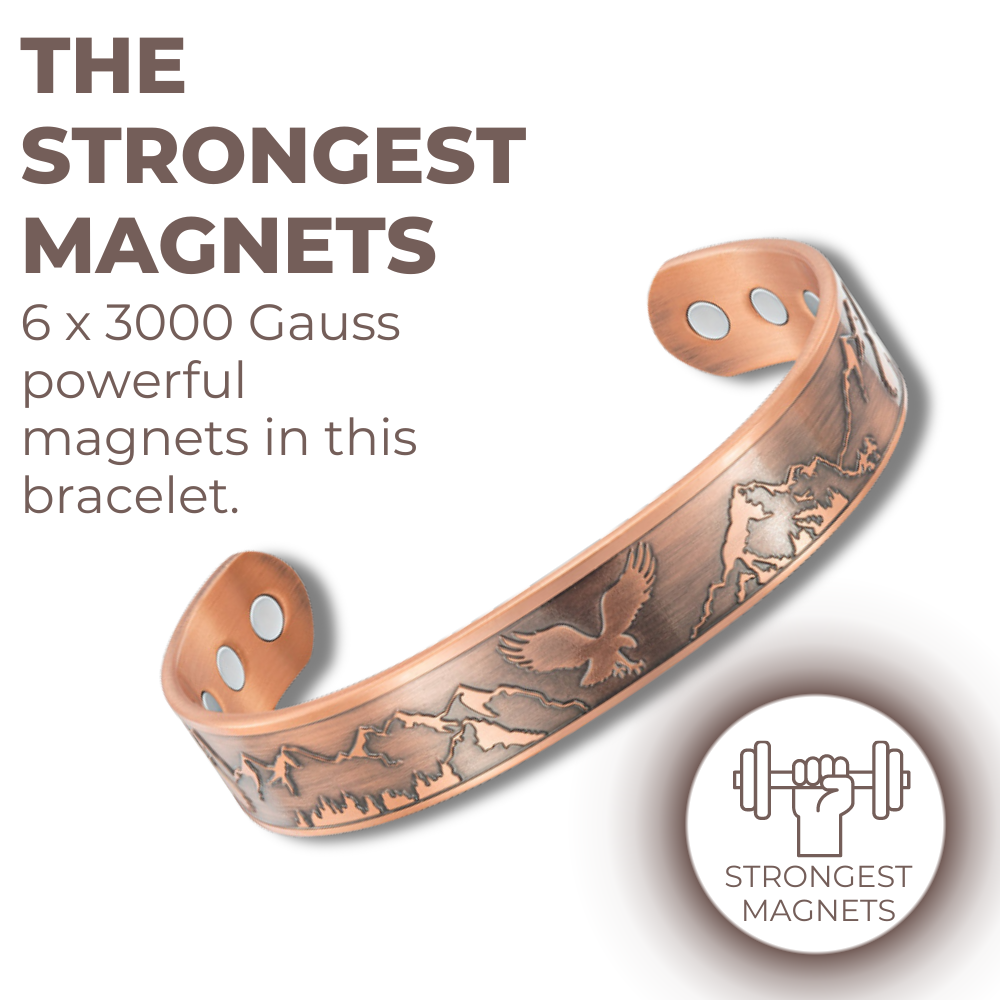 Mens Copper Magnetic Bangle Bracelet Eagle - New Design