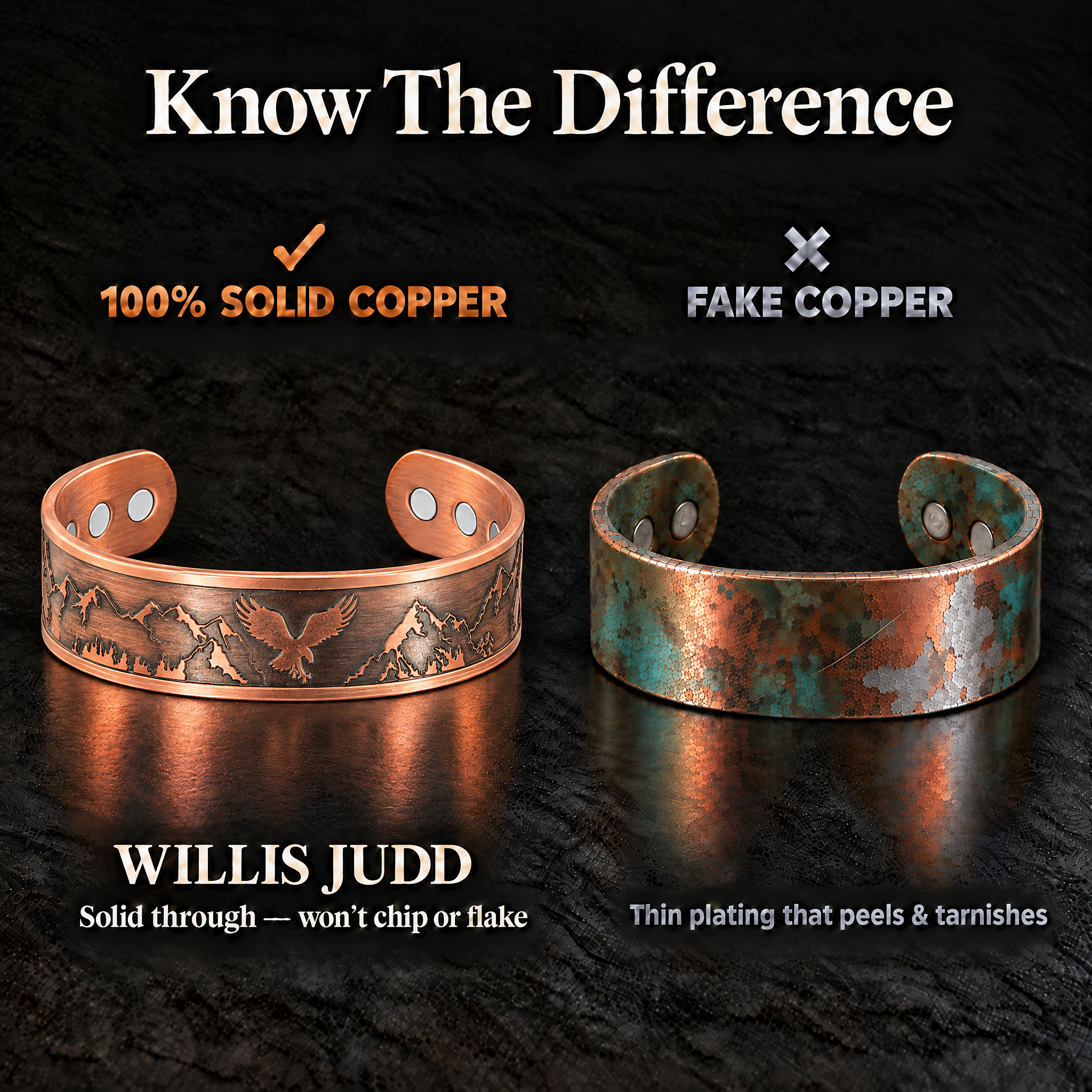 Mens Copper Magnetic Bangle Bracelet Eagle - New Design