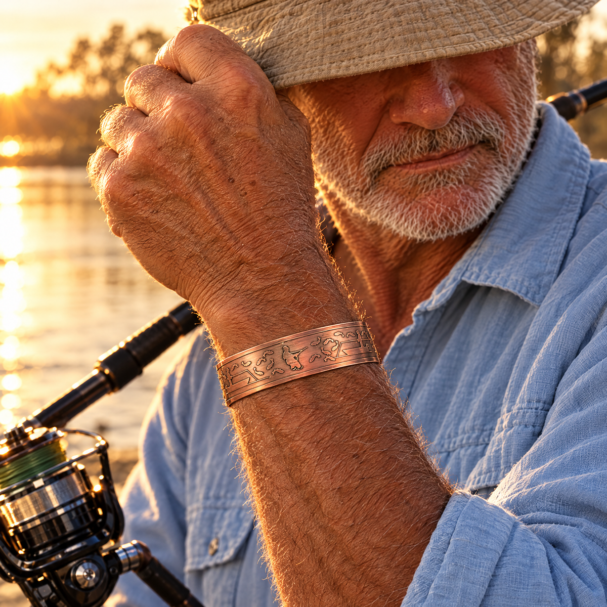 Willis Judd Mens Copper Bangle for Fisherman