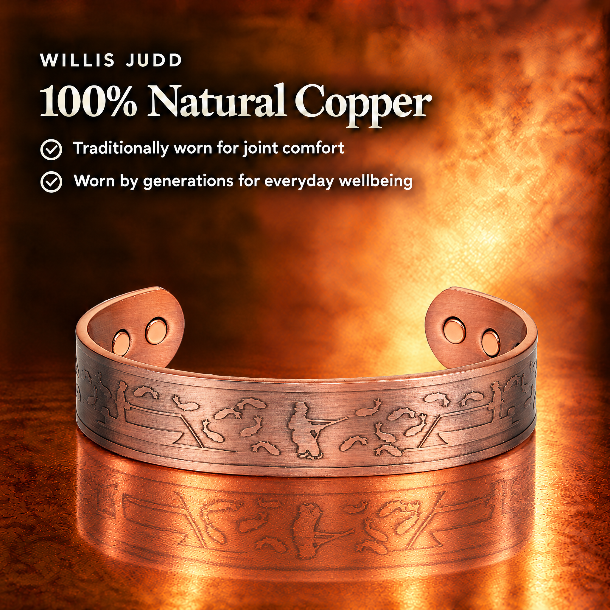 Willis Judd Mens Copper Bangle for Fisherman