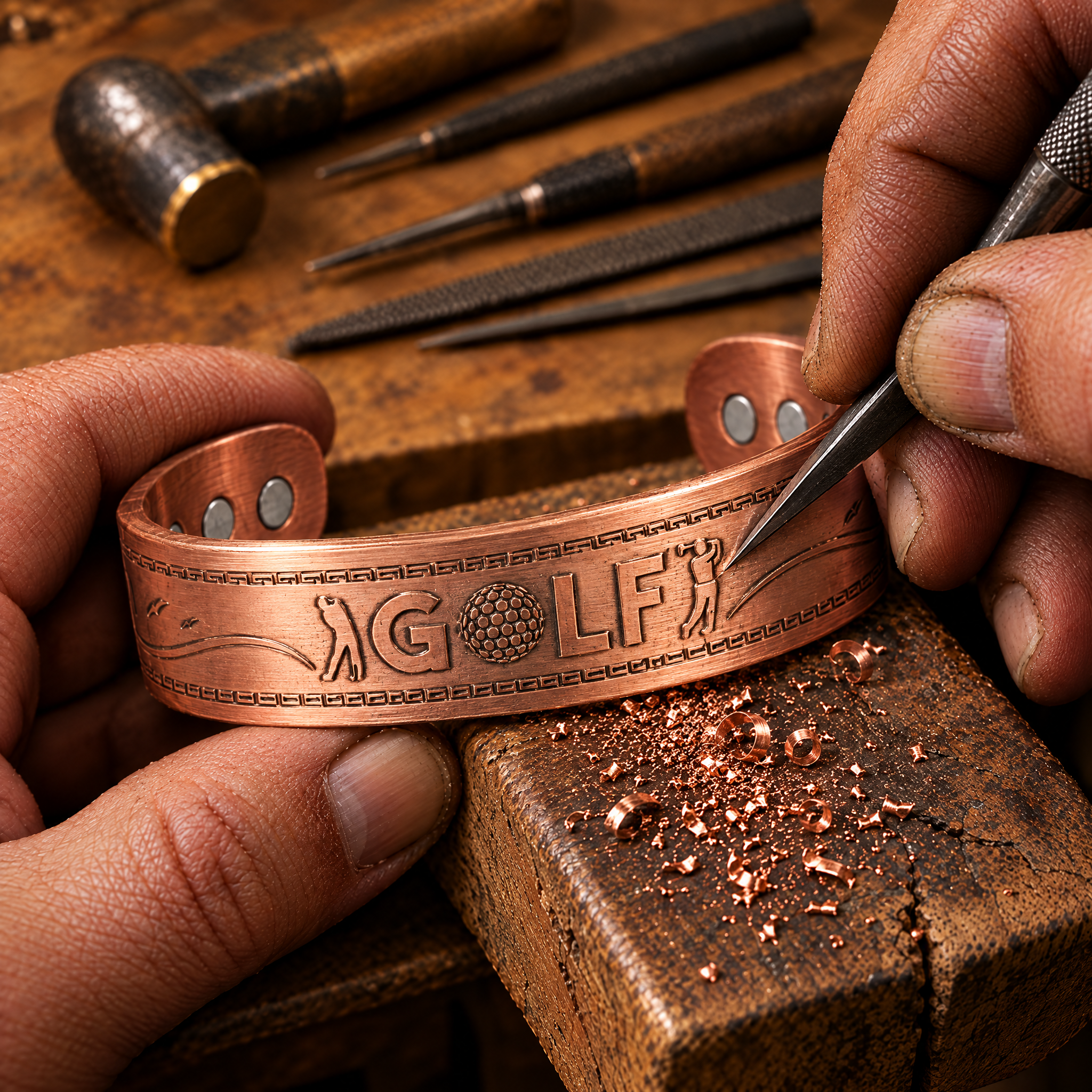 Willis Judd Mens Copper Bangle Golf Bracelet