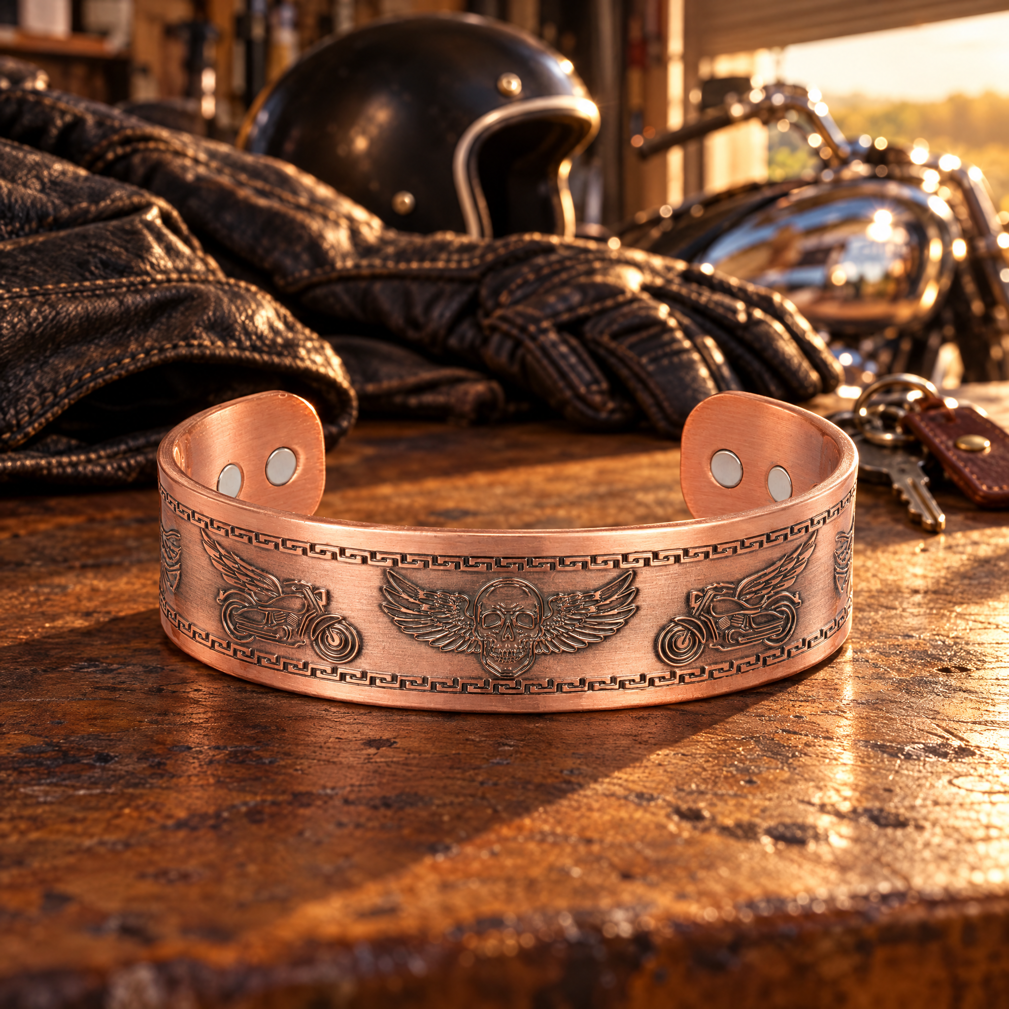 Willis Judd Mens Copper Bangle Biker Bracelet