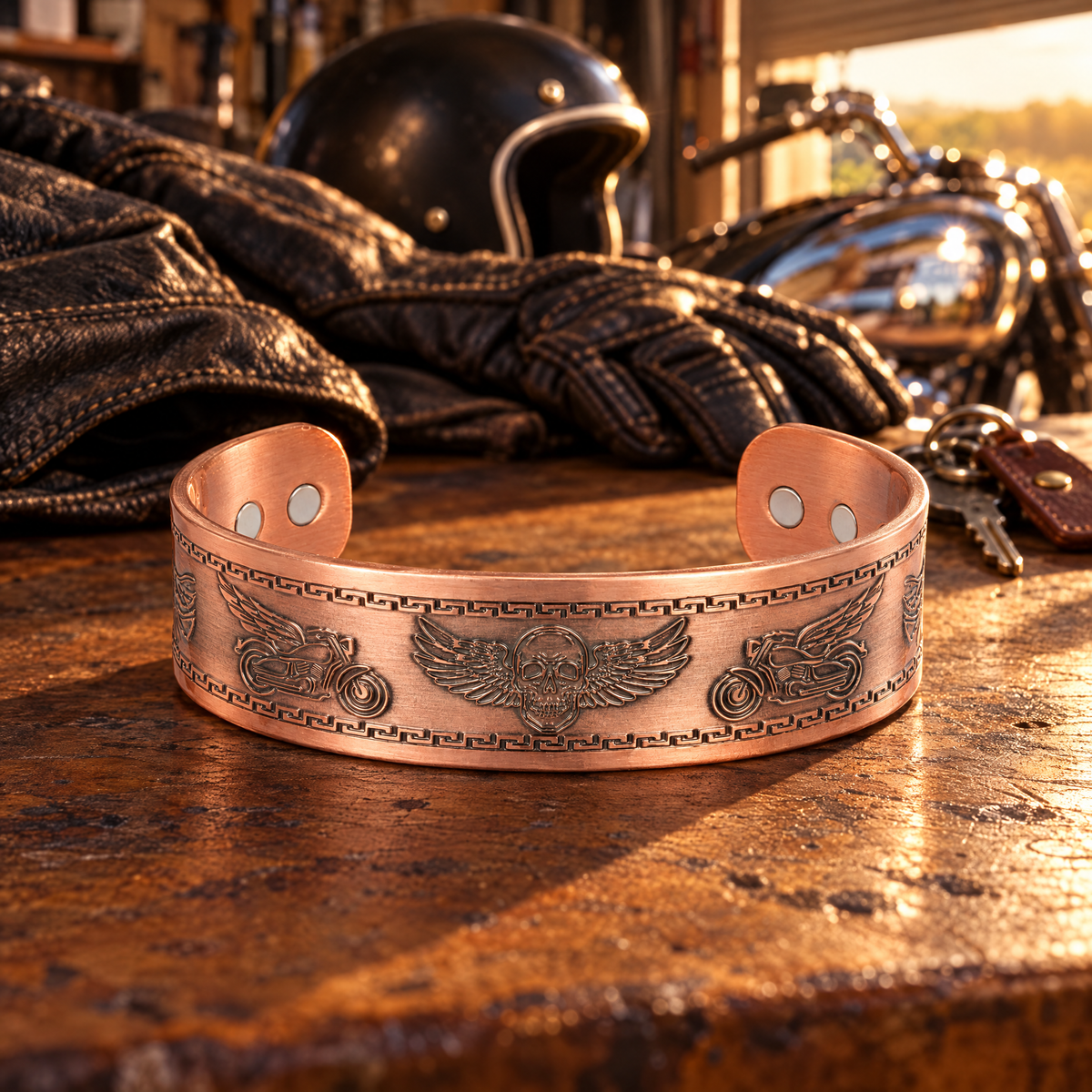 Willis Judd Mens Copper Bangle Biker Bracelet