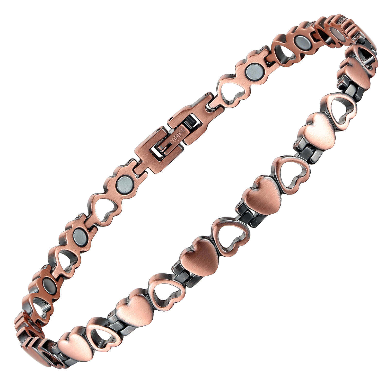 Ladies Copper Magnetic Therapy Anklet - Heart