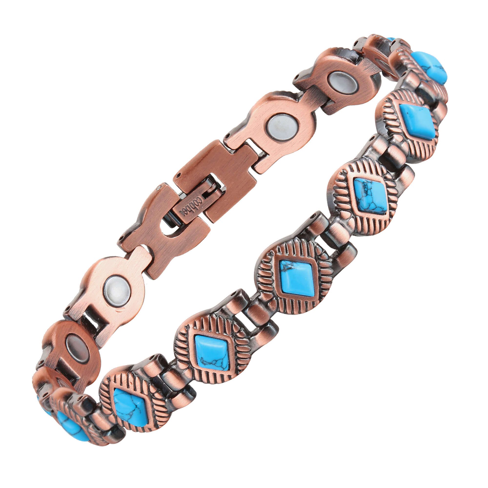 Ladies Copper Magnetic Therapy Bracelet - turquoise