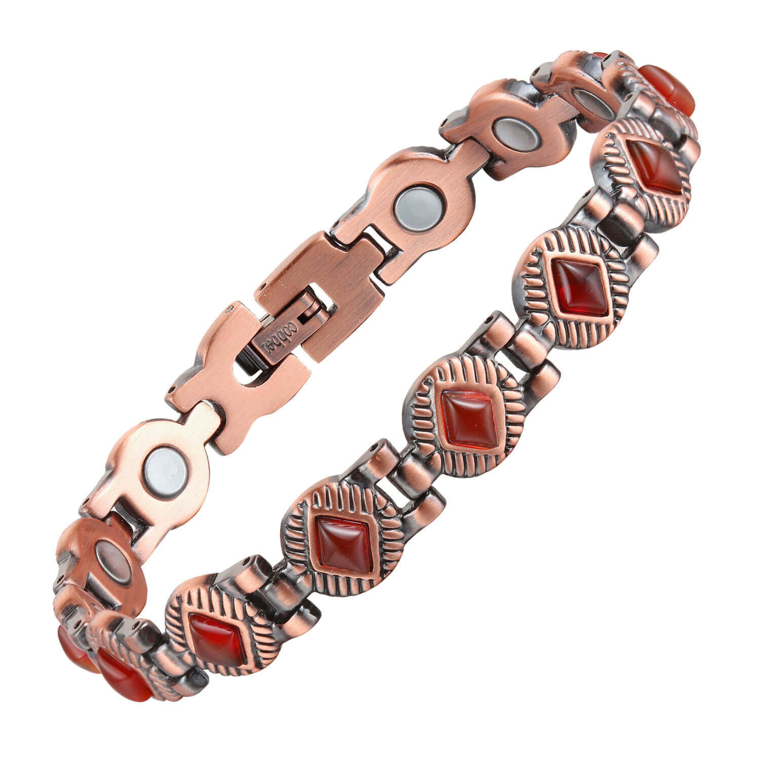 Ladies Copper Magnetic Therapy Bracelet- garnet